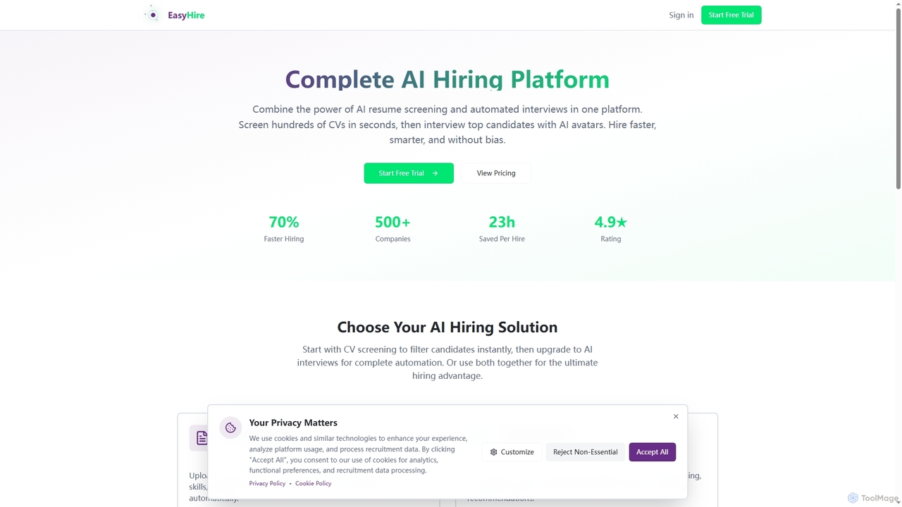 AI Hiring Platform | CV Screening & Interview Automation | EasyHire for EasyHire