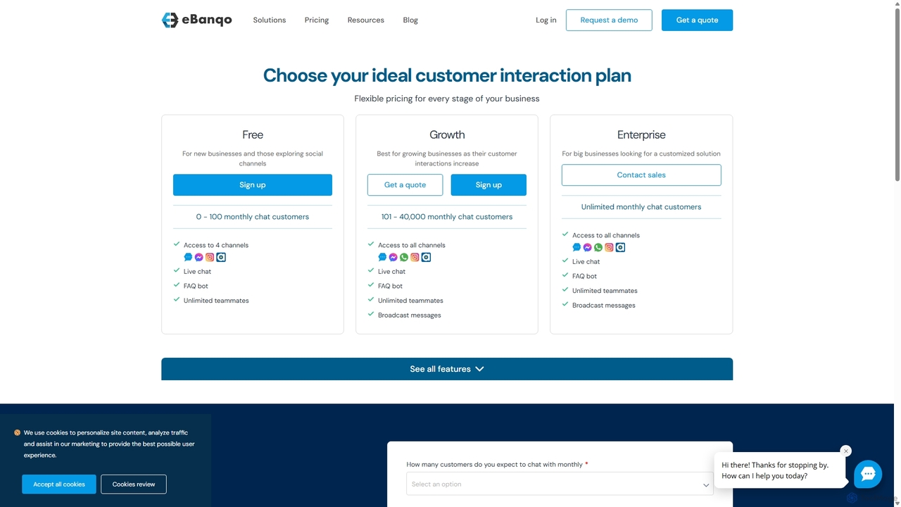 eBanqo | Flexible Pricing for Conversational AI and Customer Engagement Solutions for EBanqo