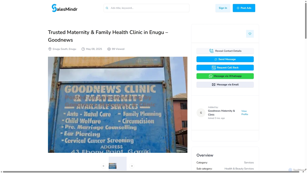 Trusted Maternity & Family Health Clinic in Enugu – Goodnews in Enugu South - Health & Beauty Services | Goodnews Maternity & Clinic | Salesmindr.ng for Echeta