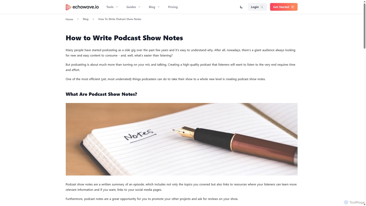 How to Write Podcast Show Notes for Echowave