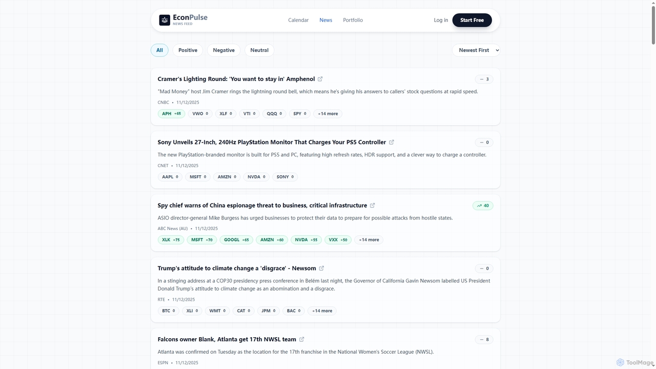 Economic News & Sentiment Analysis - AI-Powered Market Insights for EconPulse
