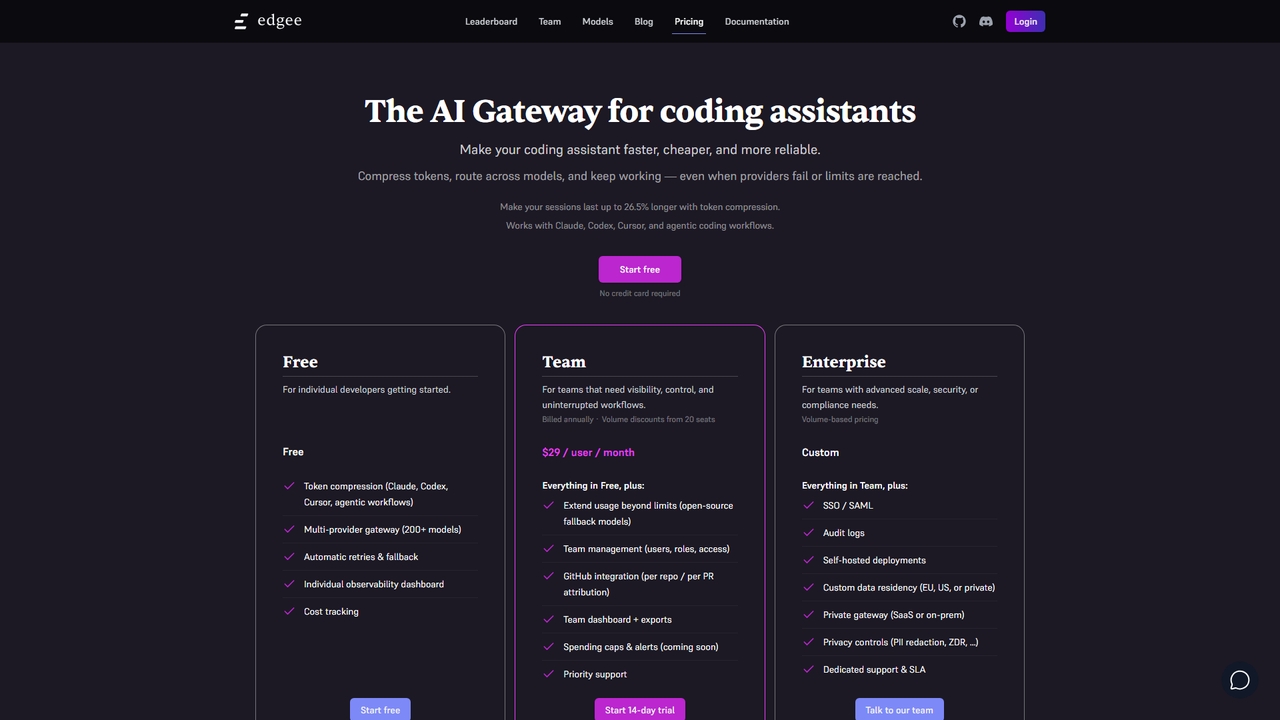 Pricing | Edgee AI Gateway for Edgee