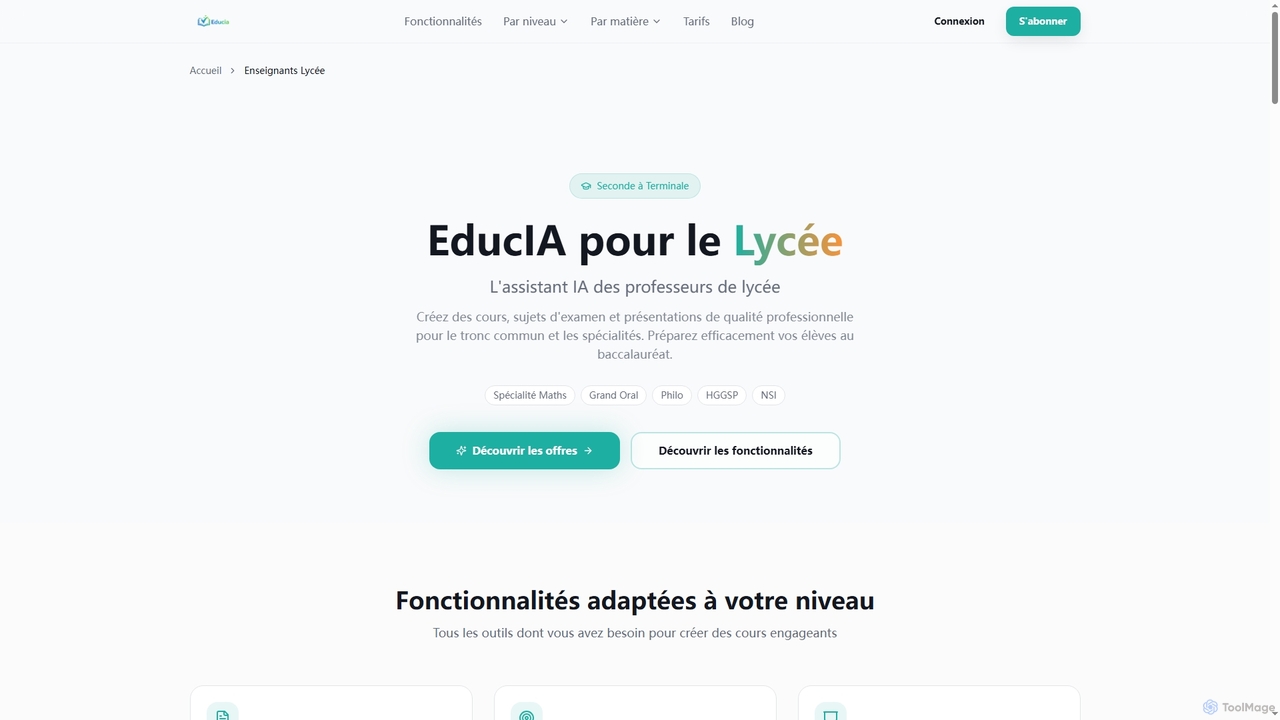 EducIA pour Professeurs Lycée - IA Préparation Bac for EducIA