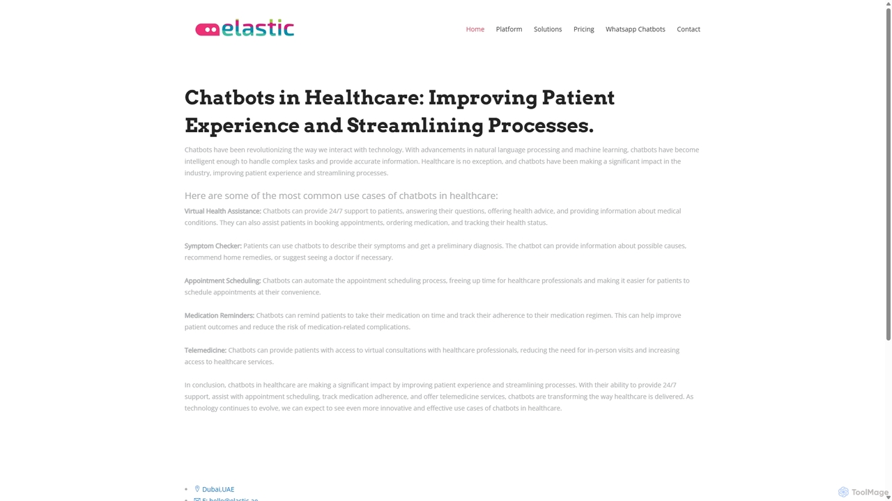 Healthcare Industry Chatbot Solutions for Automated Support | Elastic Chatbot for Elastic