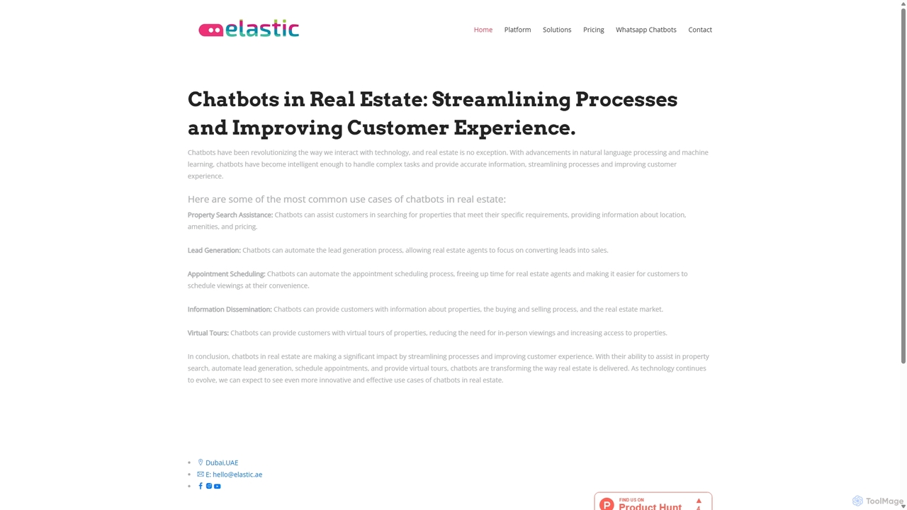 Get Your Real Estate Chatbot & Automate Your Customer Service for Elastic