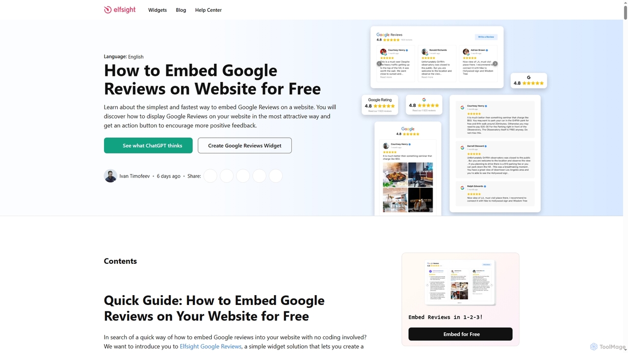 How to embed Google reviews on website for Free [ 2025 ] for Elfsight