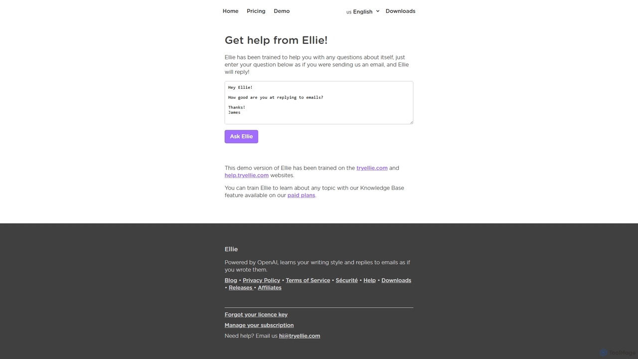 Demo Ellie - Your AI Email Assistant for Ellie