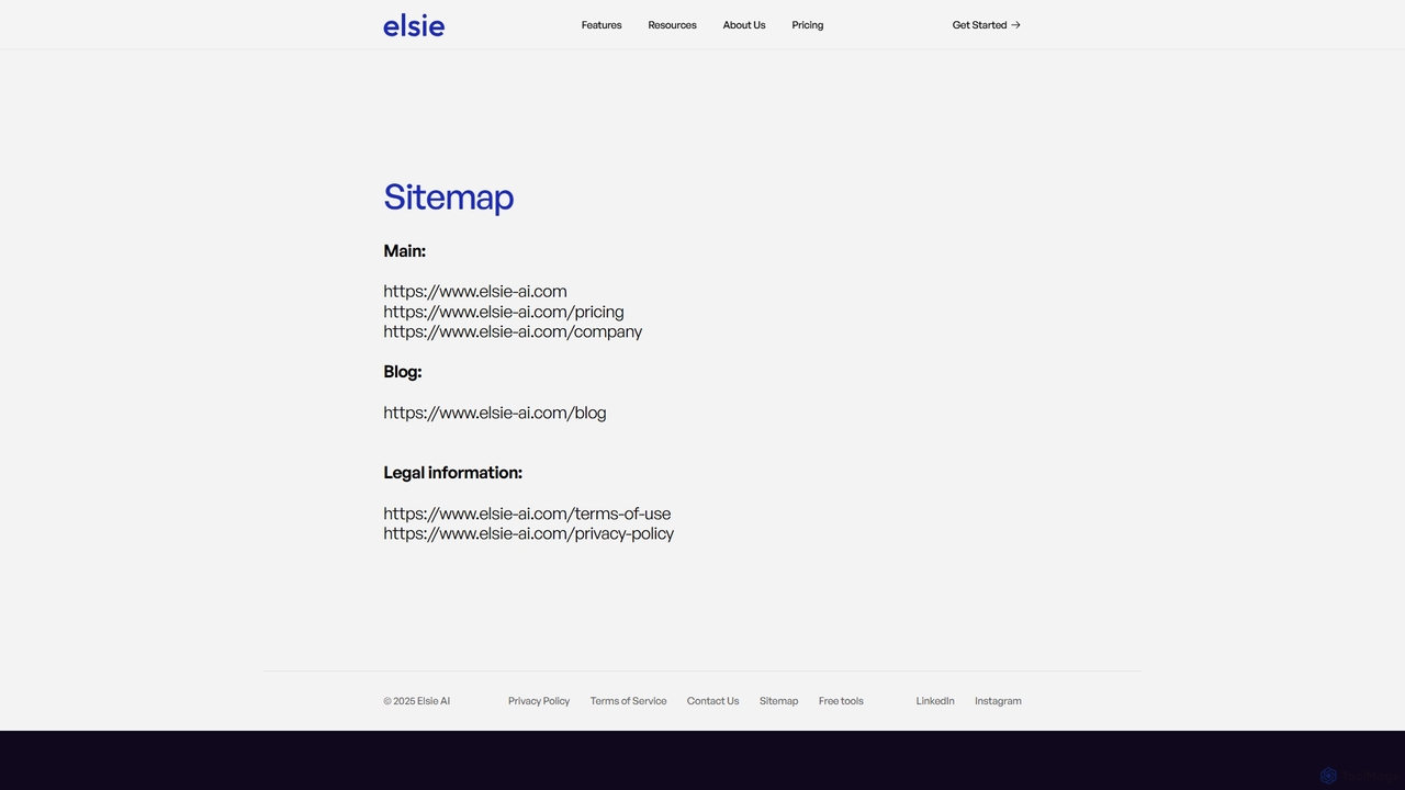 Sitemap | Elsie AI for Elsie