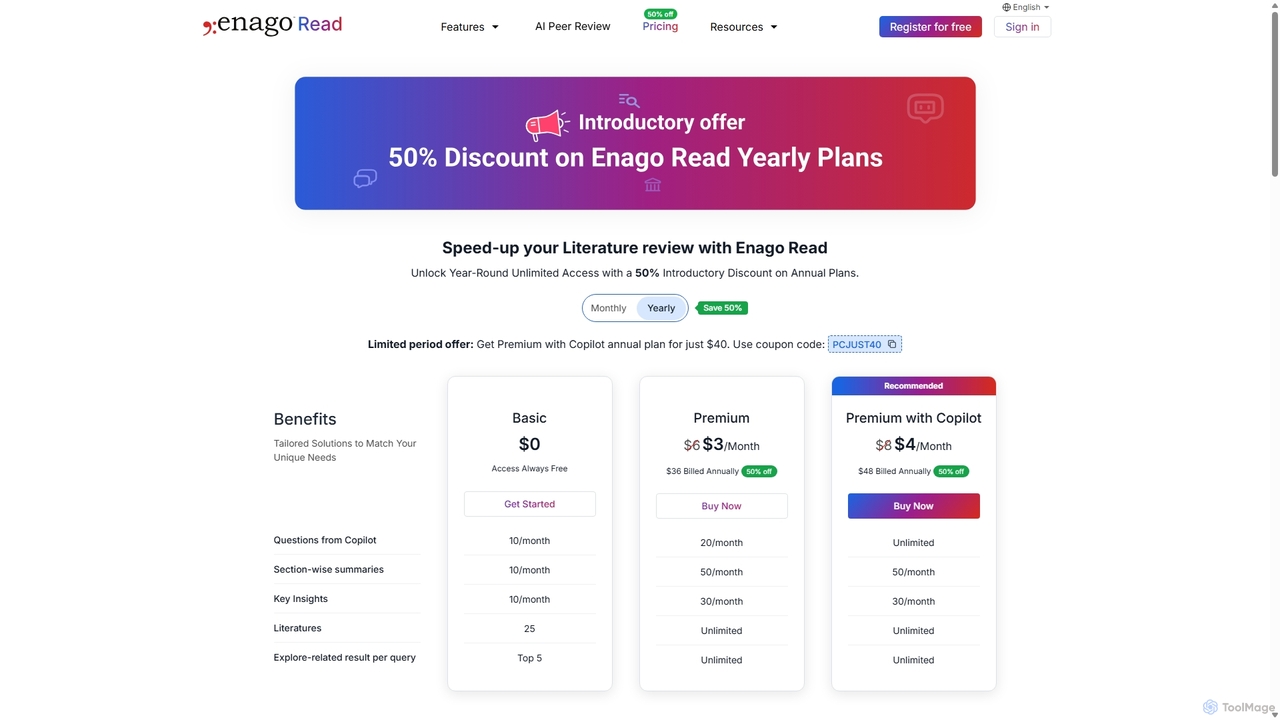 Enago Read Pricing | Literature Review and Analysis tool for Researchers for Enago Read