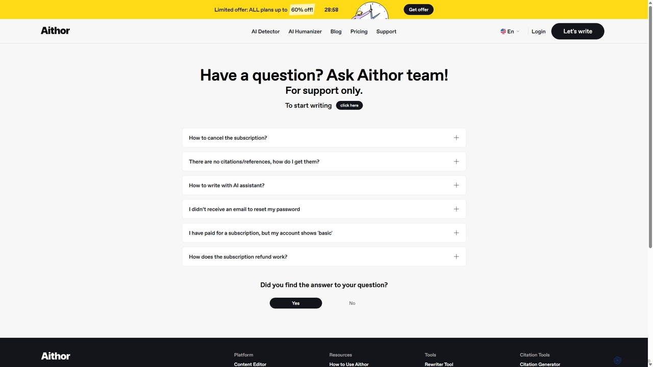 Support Aithor.com | AI Writing Companion for Essai