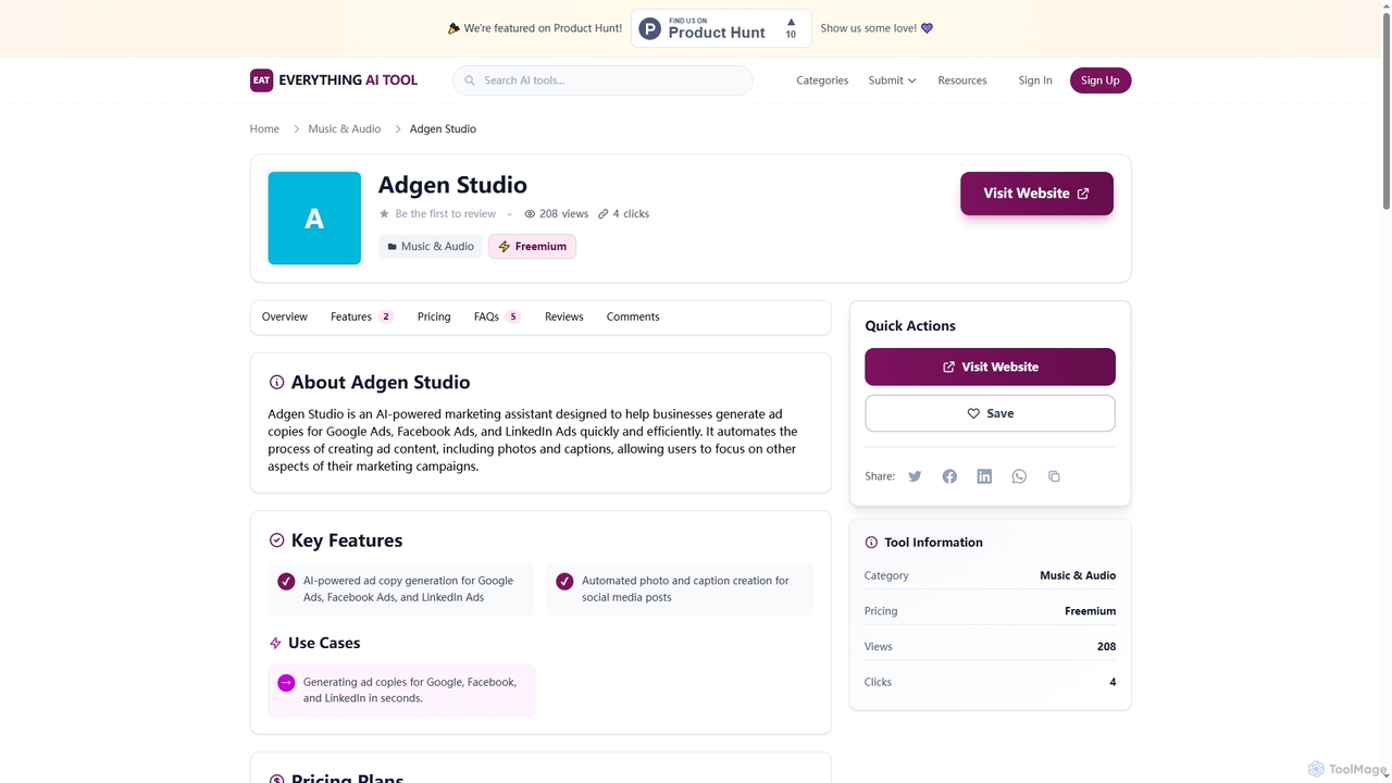 Adgen Studio: Powerful AI Ad Creative Generator | Everyth... for Everything AI Tool