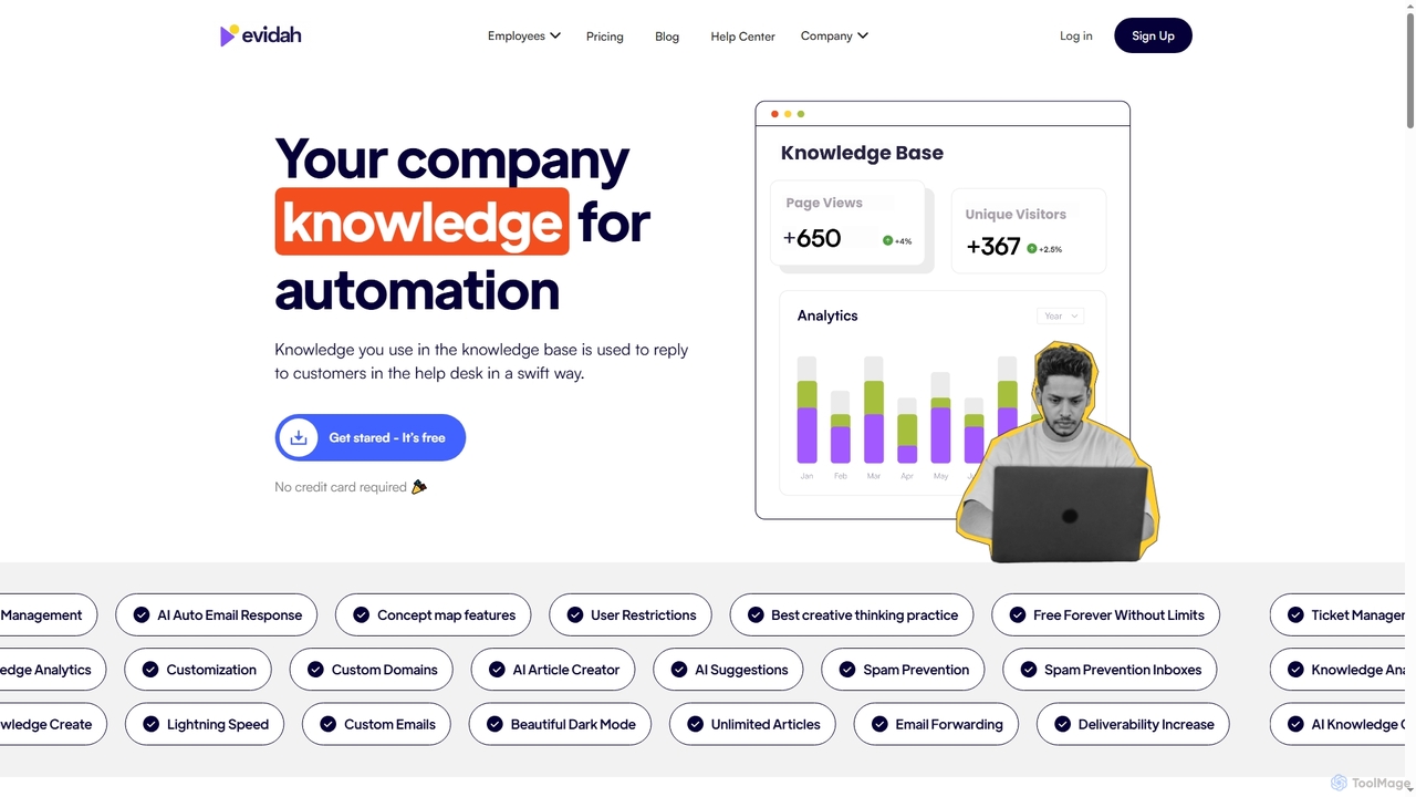 Features - Evidah | Knowledge Base + Help Desk for Evidah