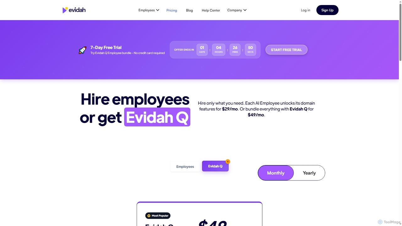 Pricing - Evidah | Knowledge Base + Help Desk for Evidah