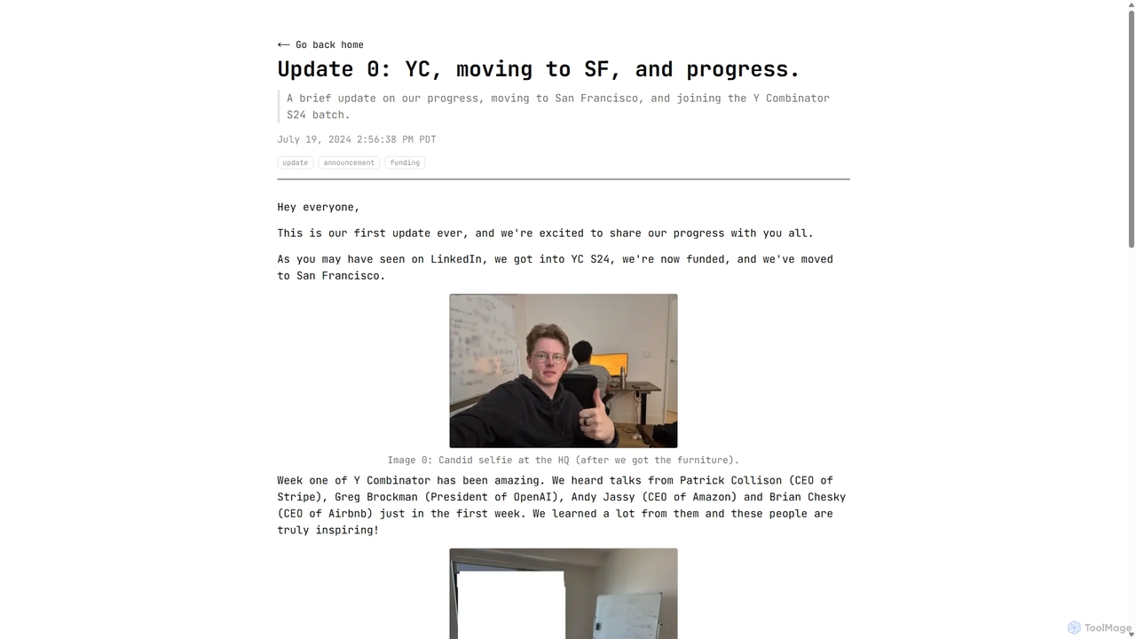 Update 0: YC, moving to SF, and progress. for Exa Laboratories