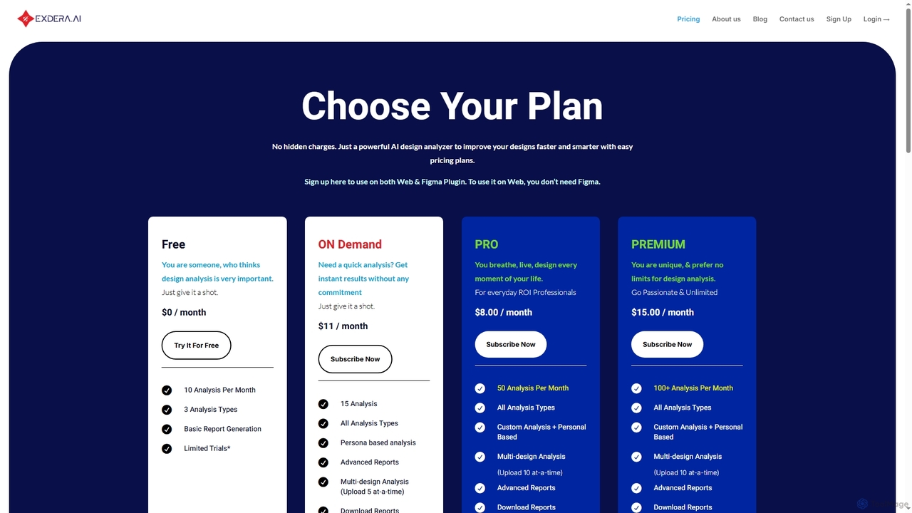 AI Design Analyzer Pricing – Choose Your Plan | Exdera for Exdera