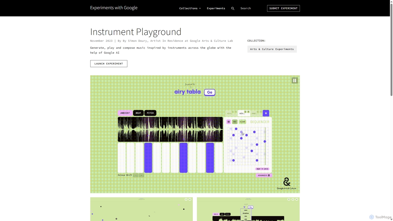 Instrument Playground by By Simon Doury, Artist In Residence at Google Arts & Culture Lab - Experiments with Google for Experiments with Google