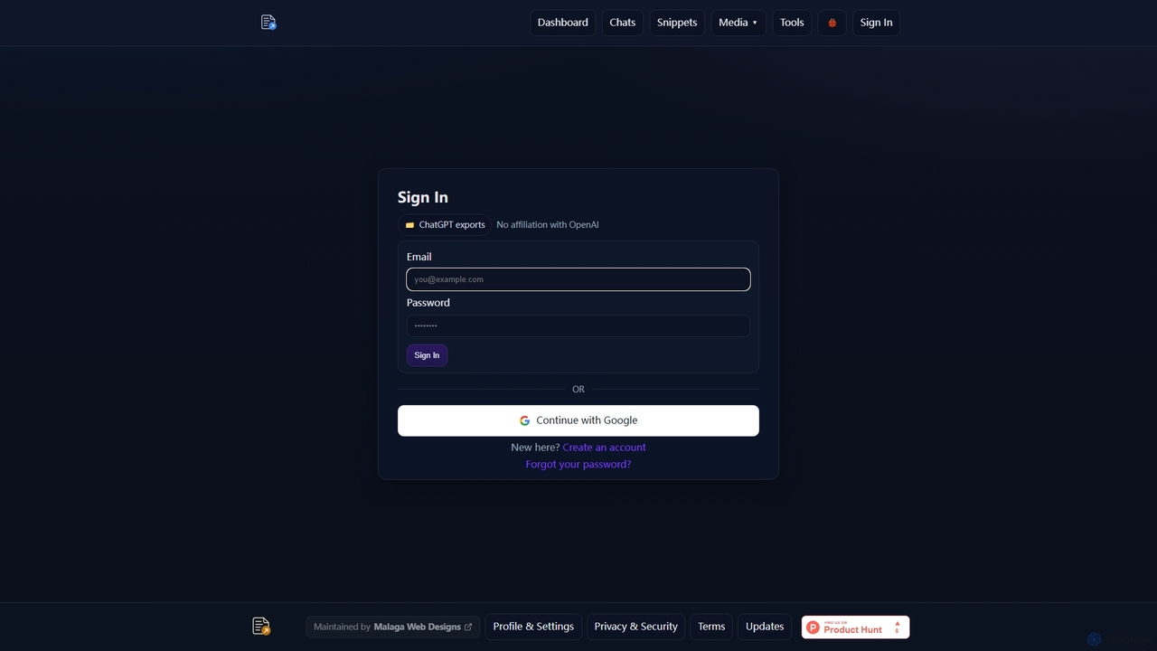 Sign In | Read ChatGPT chat exports for Export Reader