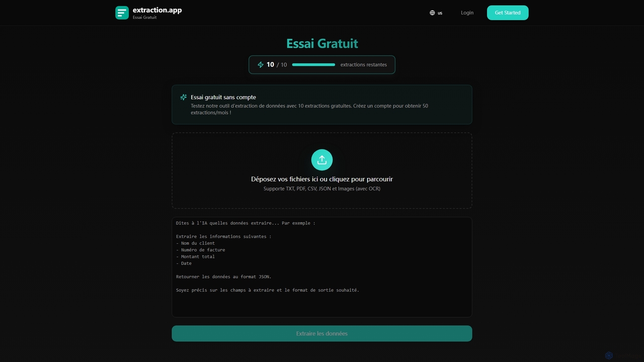 Extraction.app - AI-Powered Data Extraction Without Limits | PDF, Excel, Images for Extraction