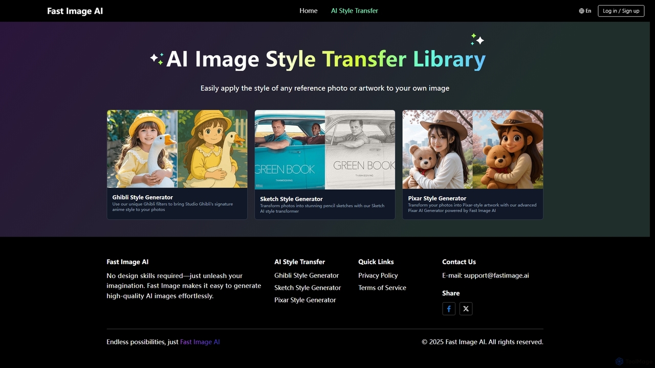 Free AI Image Style Transfer Library | Fast Image AI for Fast Image