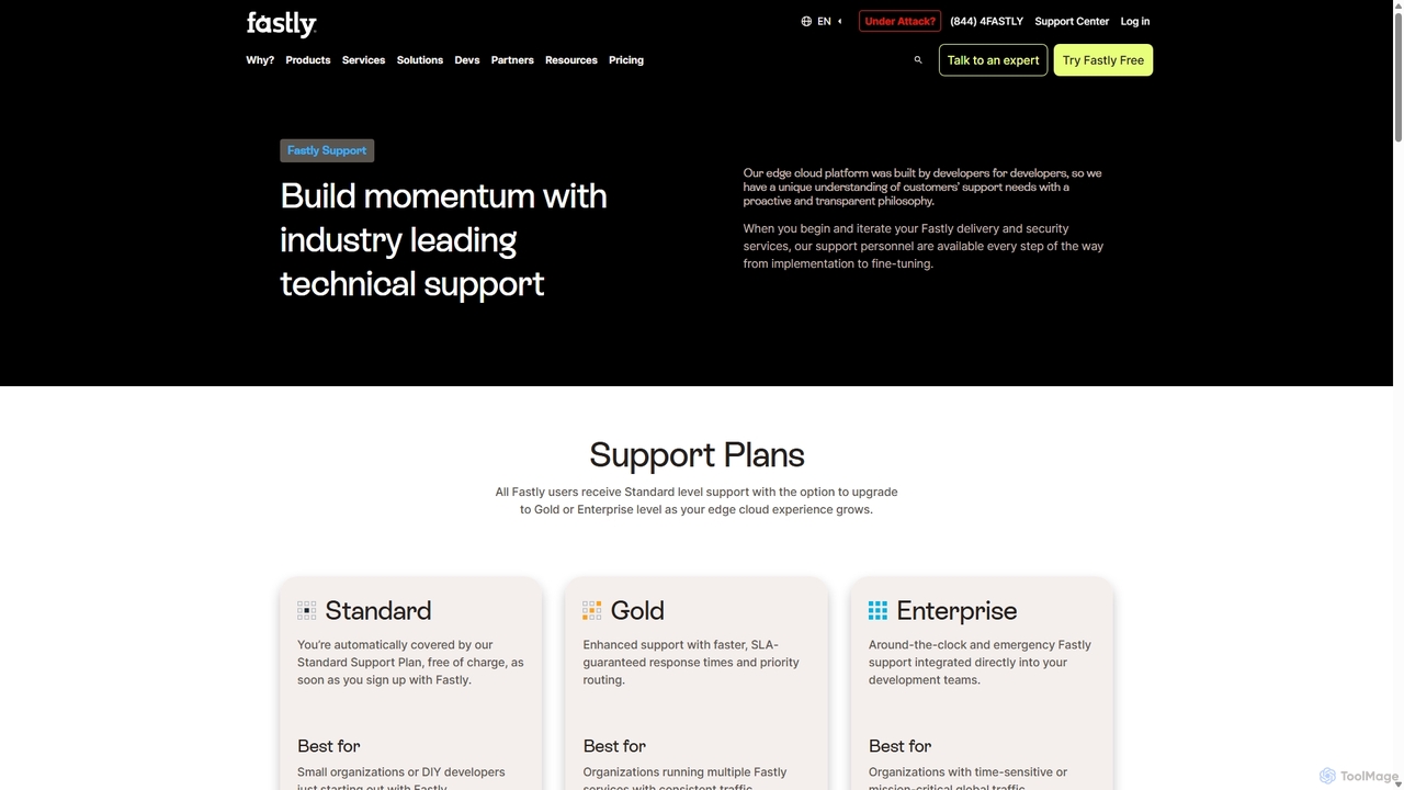 Edge cloud support plans | Fastly for Fastly