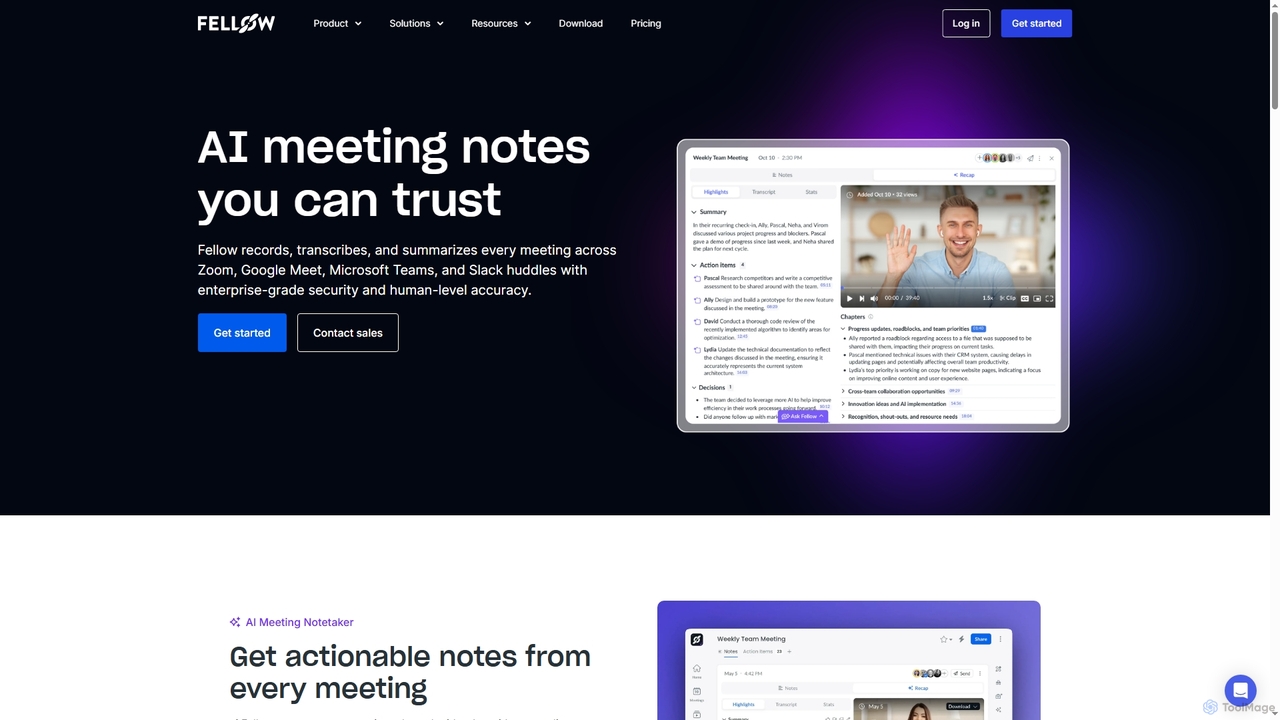 Fellow AI Meeting Notes: Secure, Accurate Summaries for Every Meeting for Fellow