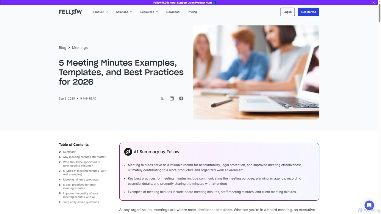 5 Meeting Minutes Examples, Templates, and Best Practices for 2026 for Fellow