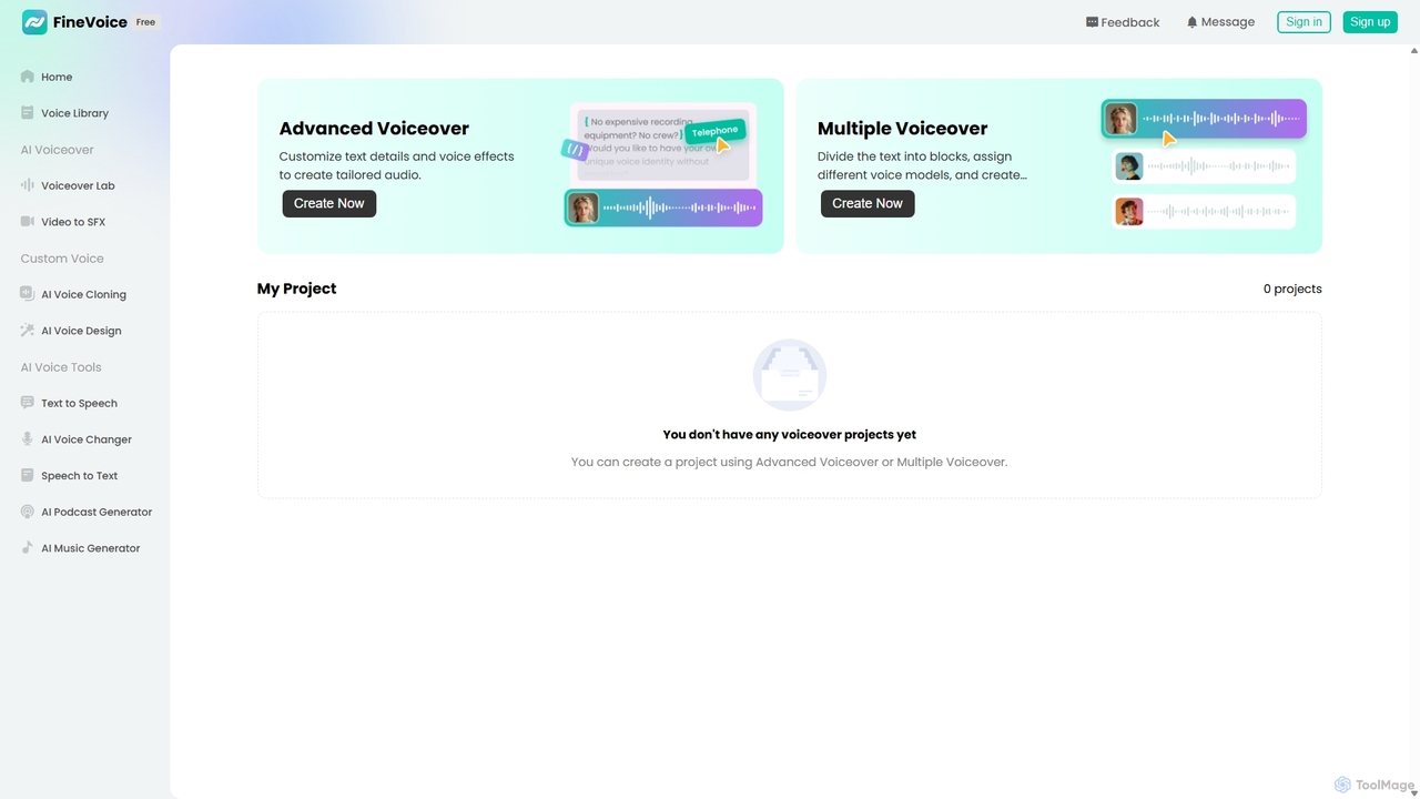 Versatile AI Voice Studio | Fineshare FineVoice for FineVoice