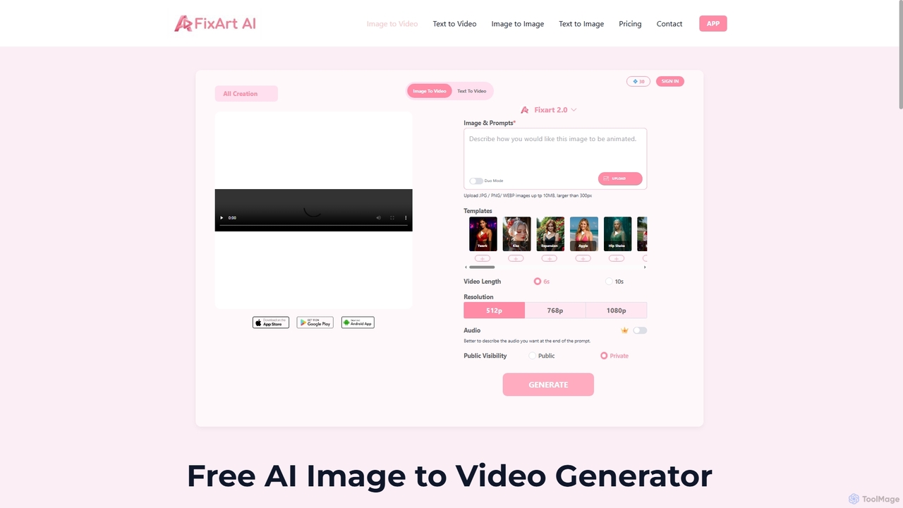 Free AI Image to Video Generator | FixArt AI | Unrestricted for FixArt