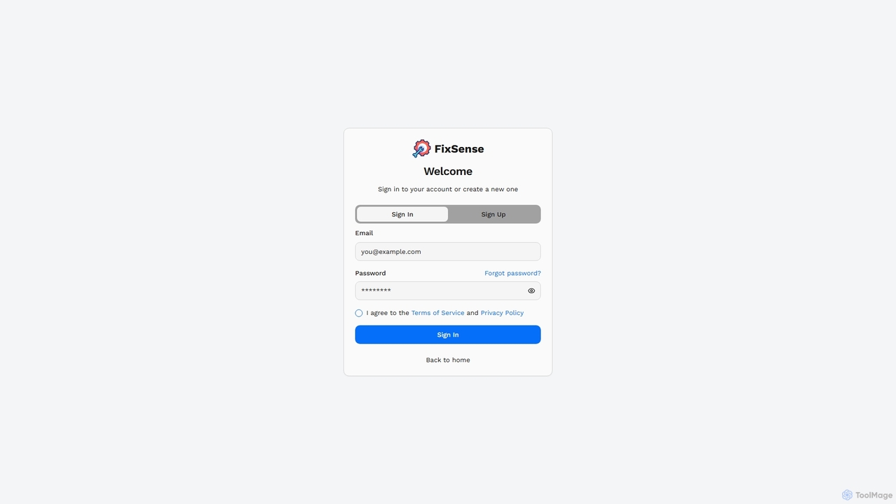 Sign In or Sign Up | FixSense for FixSense