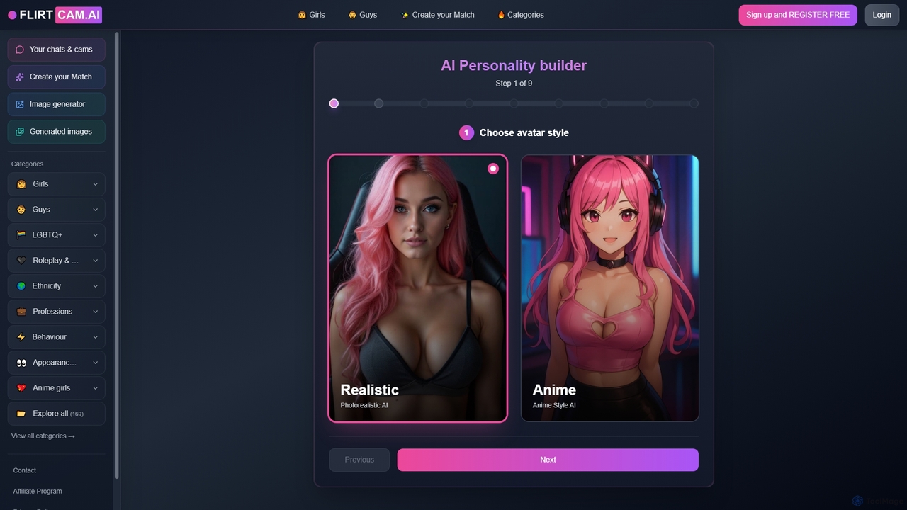 FLIRTcam.AI 💖 first AI cam girl, boy friend companion for Flirtcam