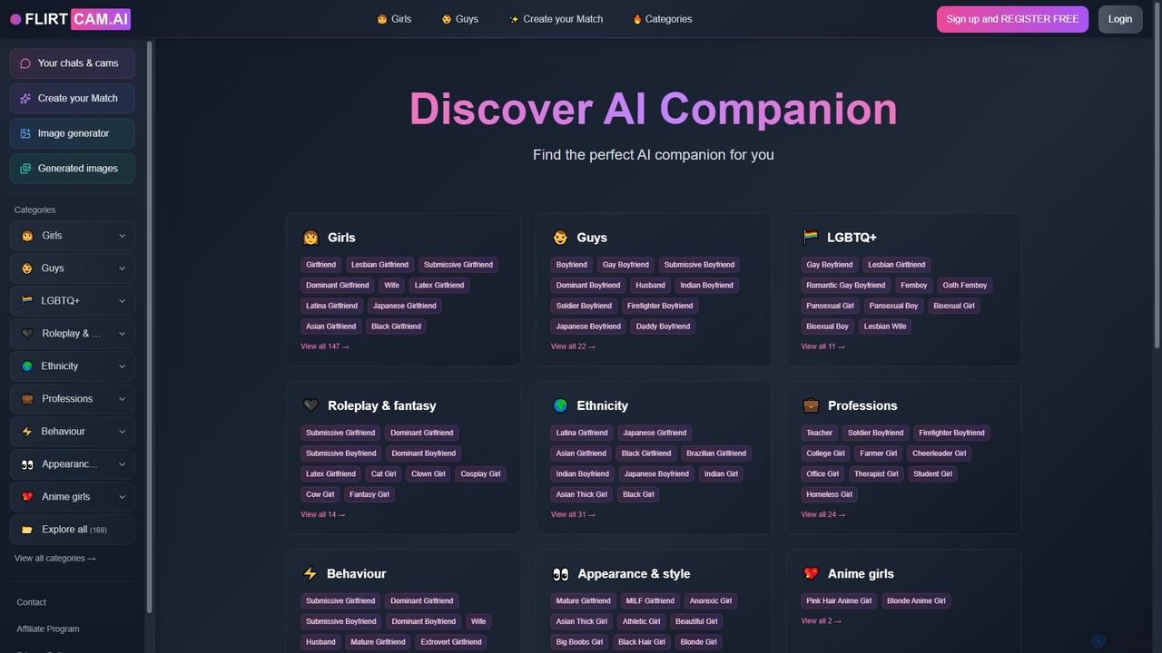 FLIRTcam.AI 💖 first AI cam girl, boy friend companion for Flirtcam