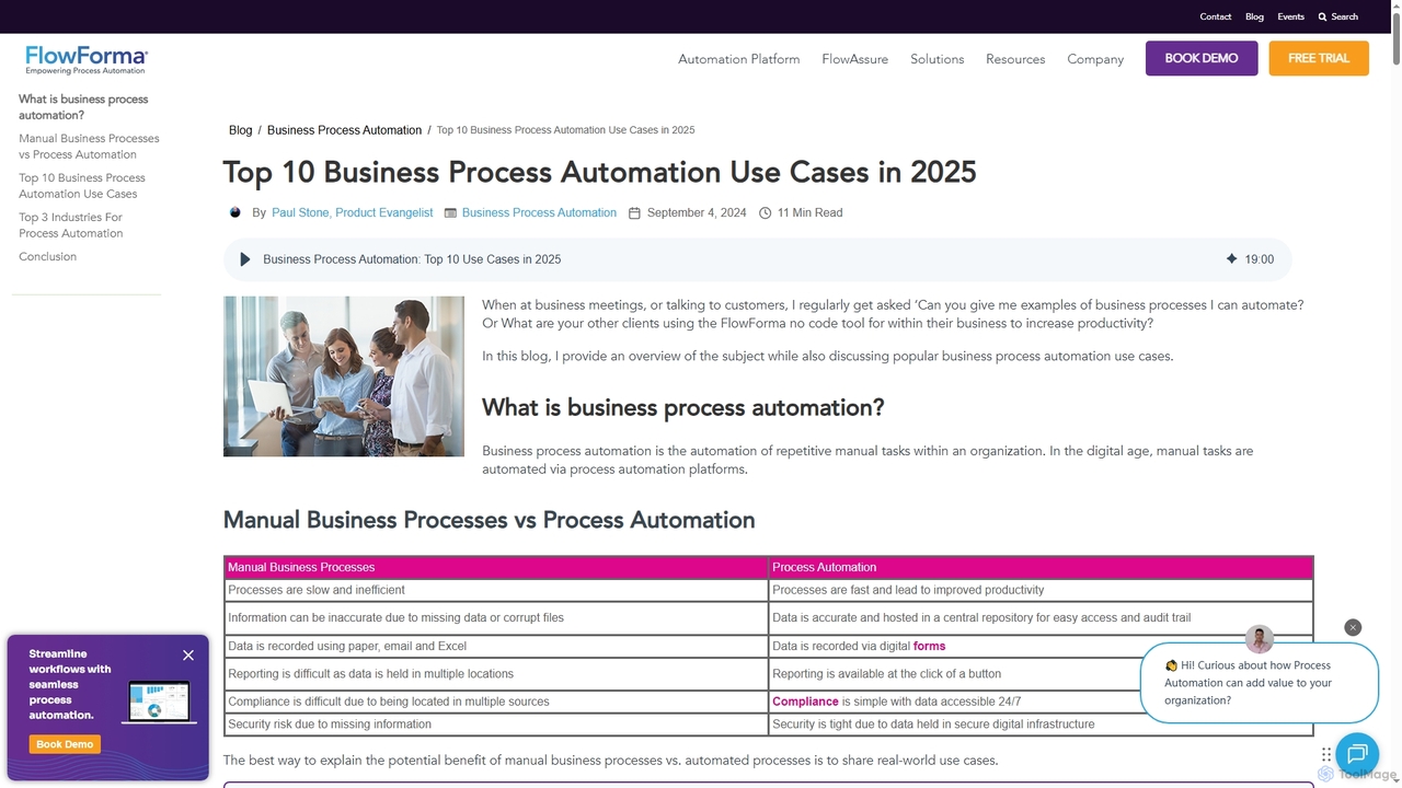 Business Process Automation: Top 10 Use Cases in 2025 for FlowForma