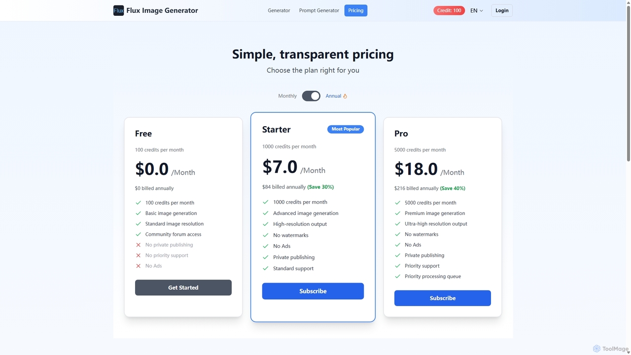 Pricing | Flux Image Generator for Flux Image Generator
