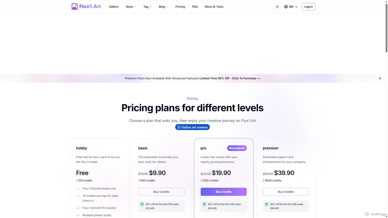Pricing | FLUX1.Art for flux1