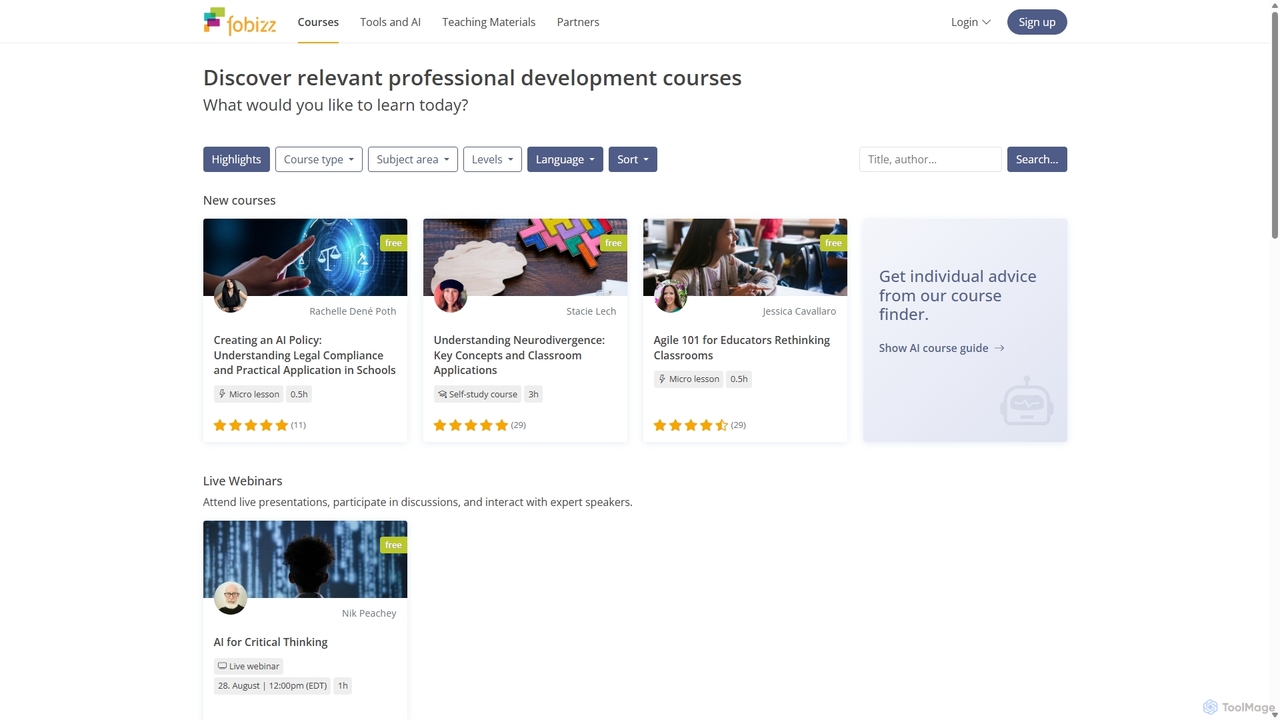 AI Tools, PD Courses, & Teaching Materials for fobizz