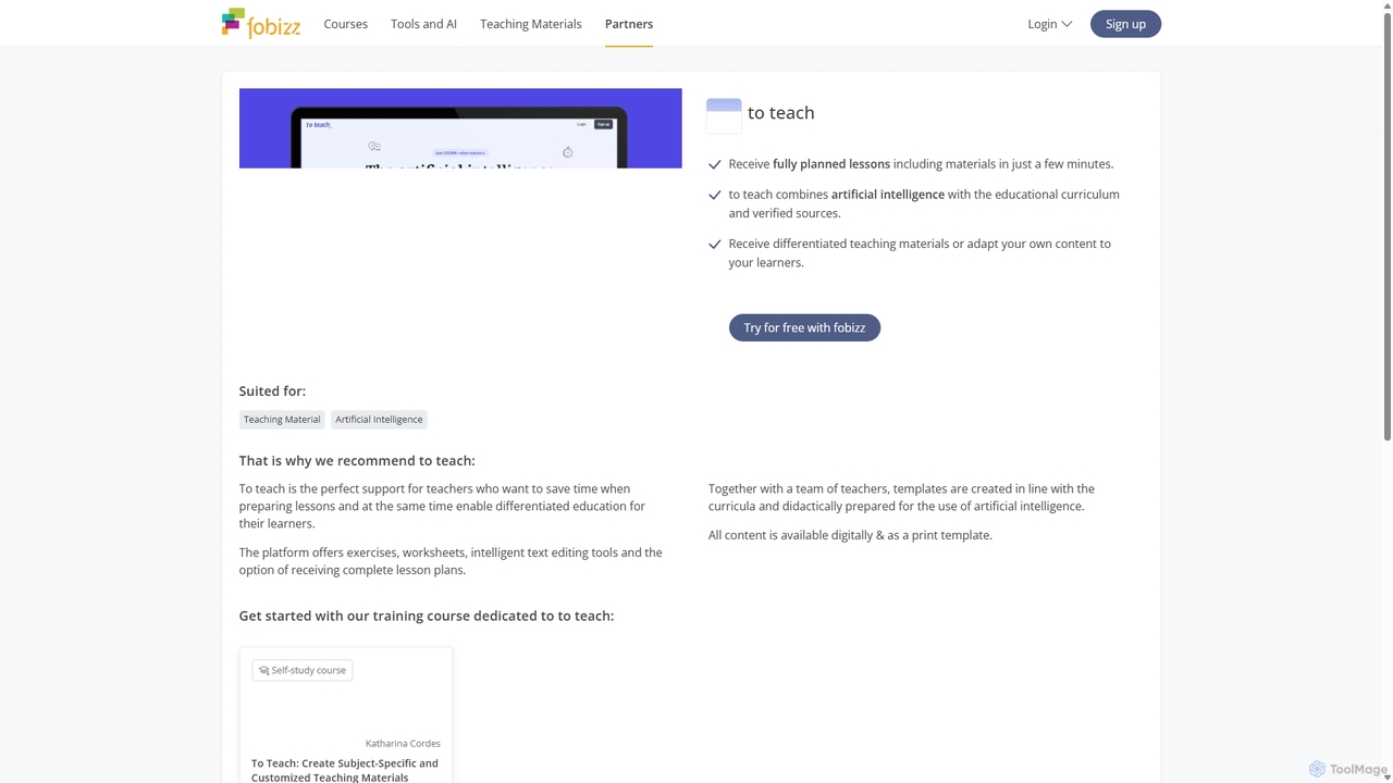 AI Tools, PD Courses, & Teaching Materials for fobizz