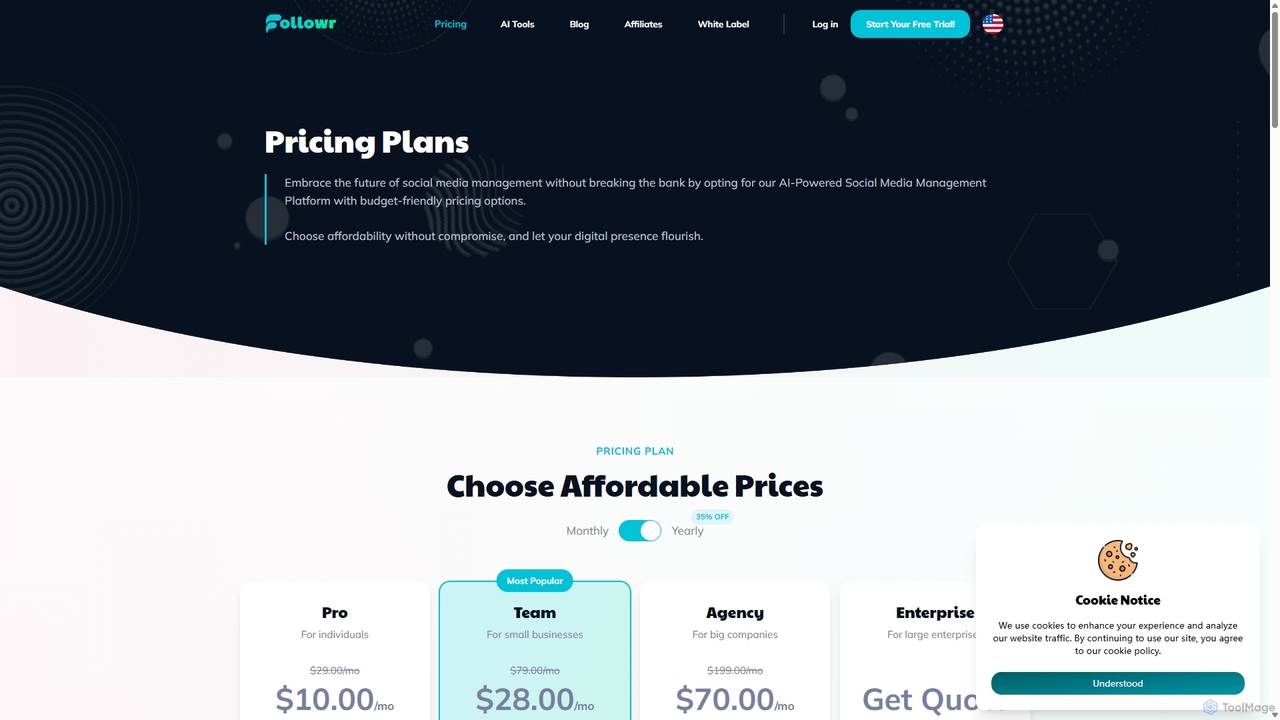 Pricing | Followr - AI Social Media Management Platform for Followr
