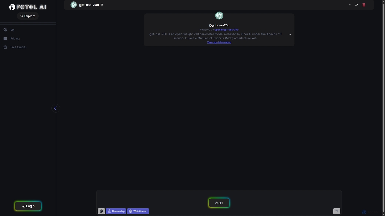gpt-oss-20b - AI chat Generator - Powered by openai/gpt-oss-20b | Fotol AI: Your Gateway to AGI and the Ultimate Hub for Powerful AI Solutions. for Fotol AI
