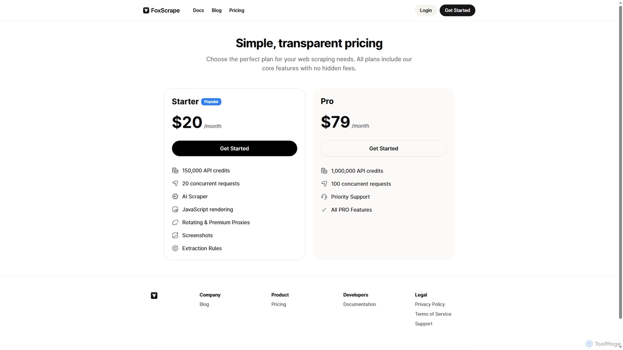 Pricing | FoxScrape for Foxscrape