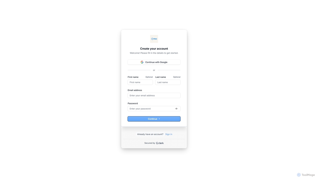 Create FRAI Account | FRAI for FRAI