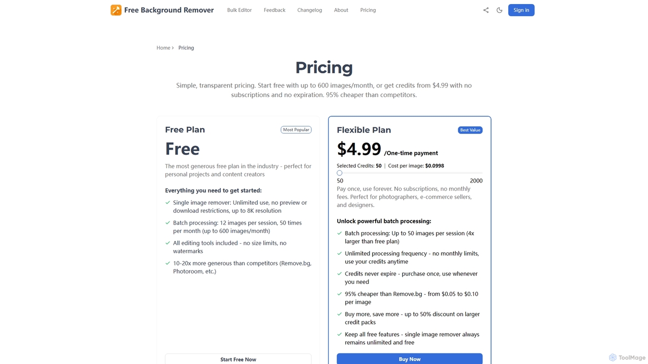Pricing - Background Remover | Simple & Transparent for Free Background Remover