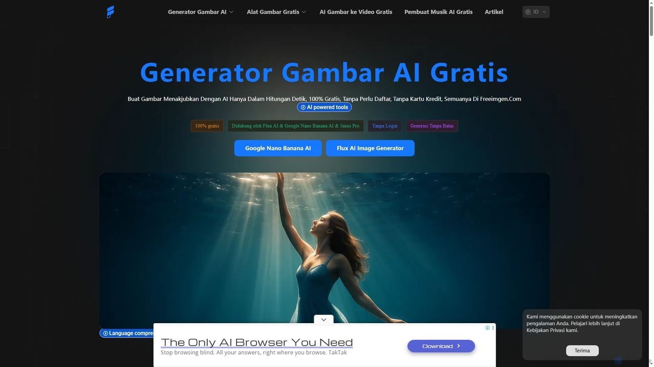 Generator Gambar AI Gratis, 100% gratis, tanpa daftar, tanpa kartu kredit for Freeimgen