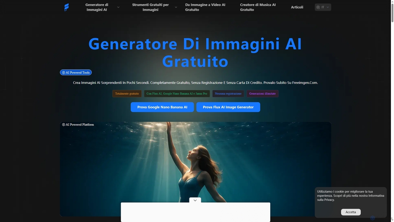 Generatore di Immagini AI Gratuito, 100% gratis, senza registrazione né carta di credito for Freeimgen