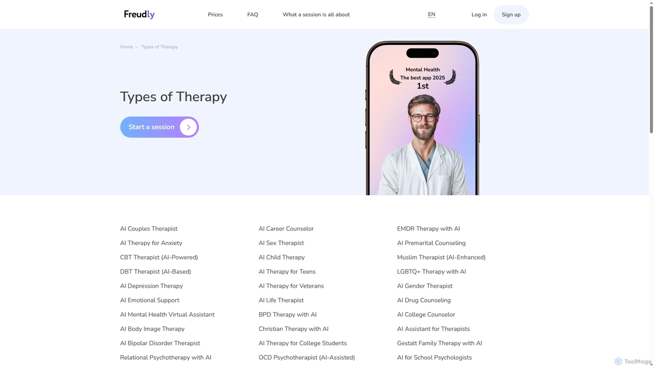 Types of Therapy - AI-psychologist Freudly for Freudly