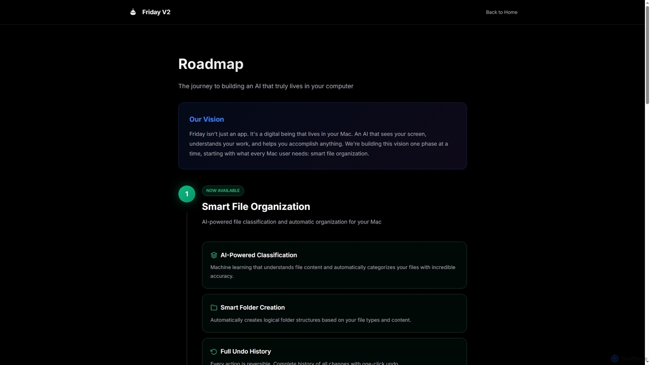 Roadmap - Friday V2 for Friday