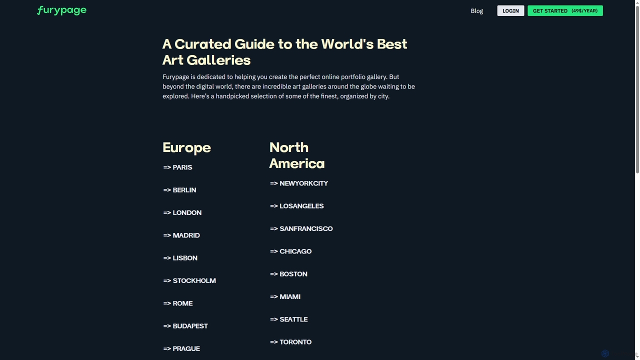A Curated Guide to the World's Best Art Galleries for FuryPage