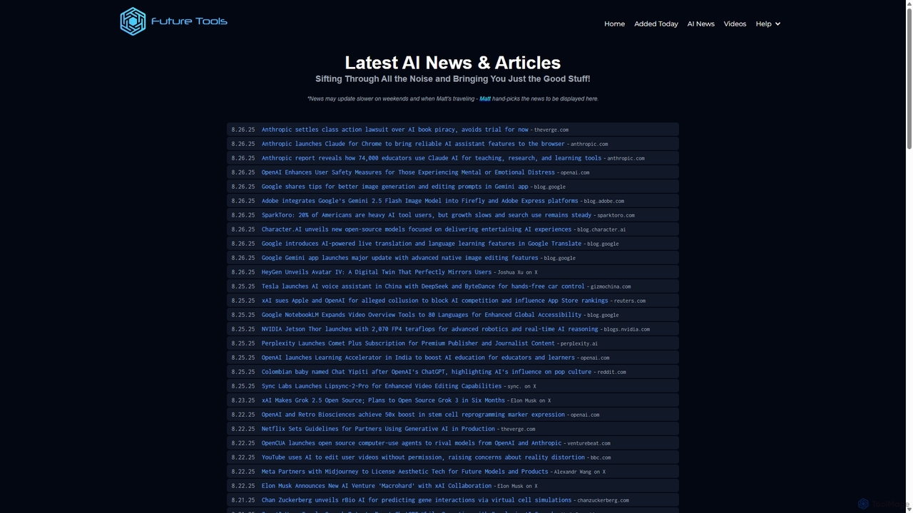 FutureTools - The Latest AI and Machine Learning News for FutureTools