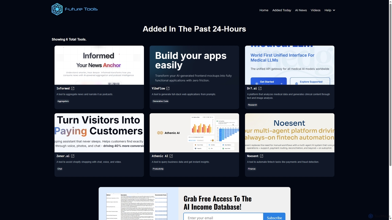 Future Tools - Newly Added Tools for FutureTools