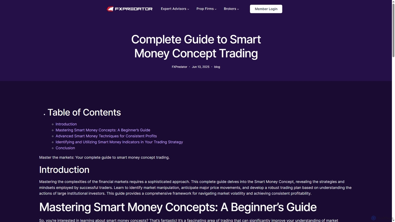 Complete Guide To Smart Money Concept Trading - FXPredator for FXPredator