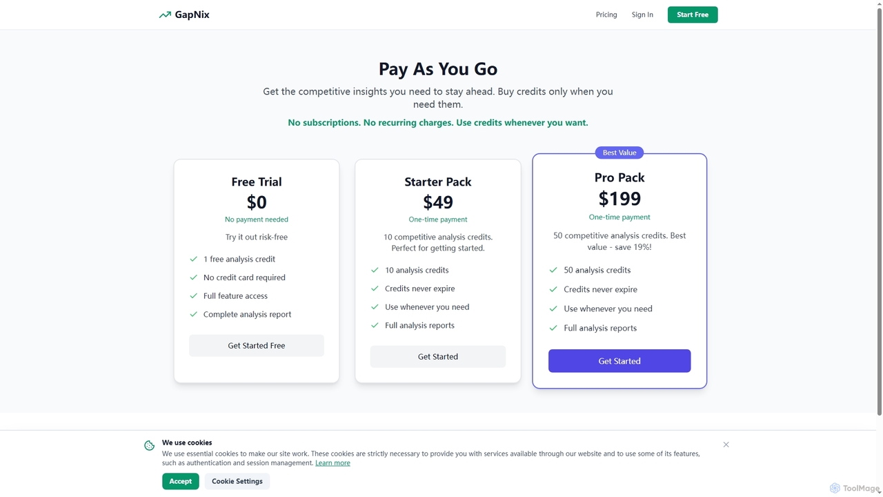 Pricing - Pay As You Go | GapNix for GapNix